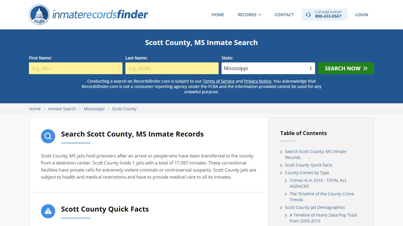 Scott County, MS Inmate Lookup & Jail Records Online